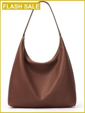 Vegan Leather Hobo Tote Bag with Zipper Large Capacity Shoulder Bag
